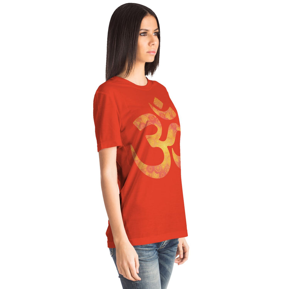 Golden Om Saffron T-Shirt - Sacred Aum Symbol Tee