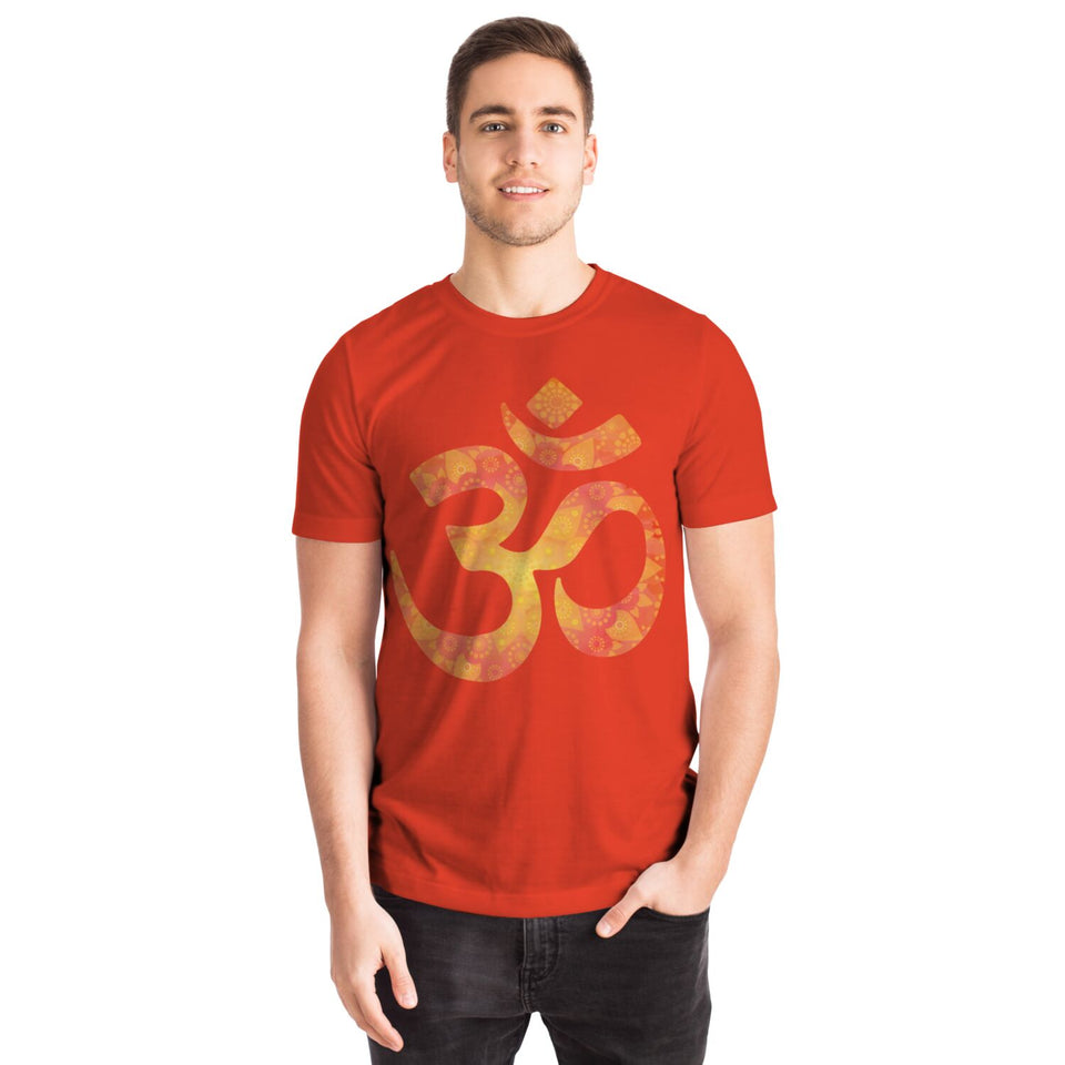 Golden Om Saffron T-Shirt - Sacred Aum Symbol Tee
