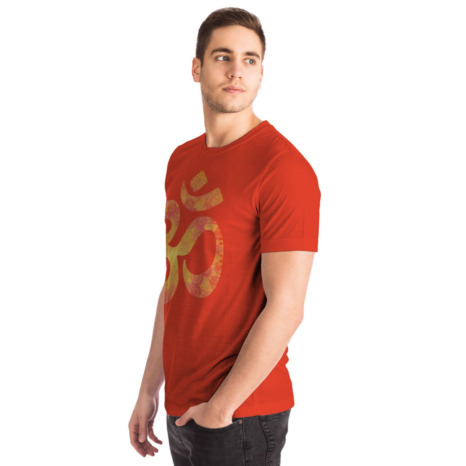 Golden Om Saffron T-Shirt - Sacred Aum Symbol Tee