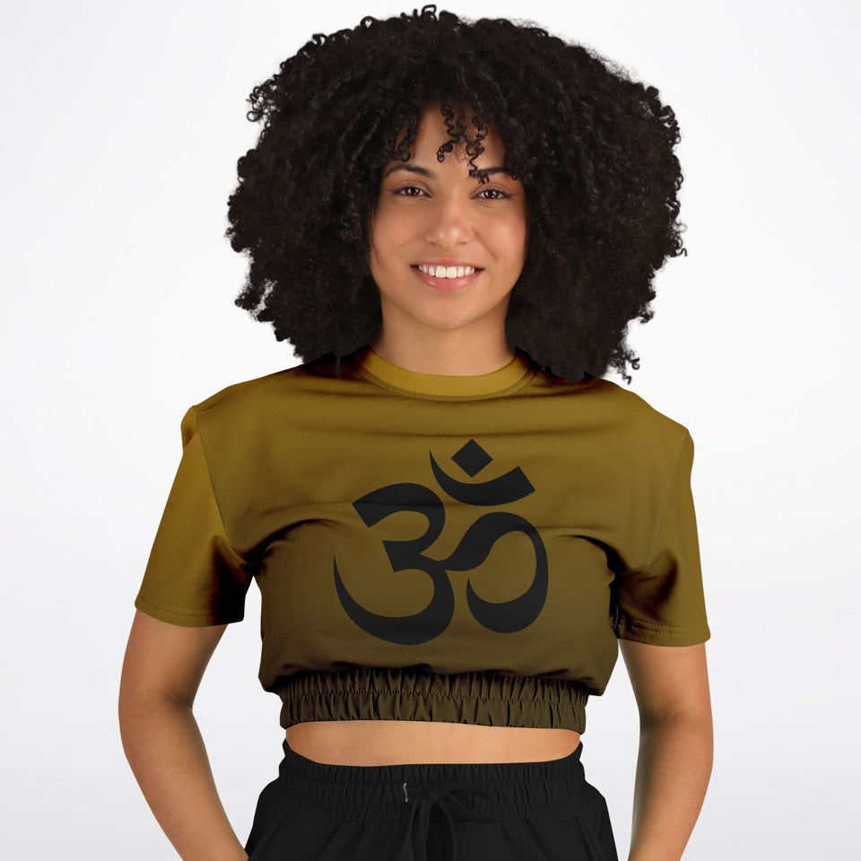 Om Golden Gradient Cropped Sweatshirt - Women's Yoga Top