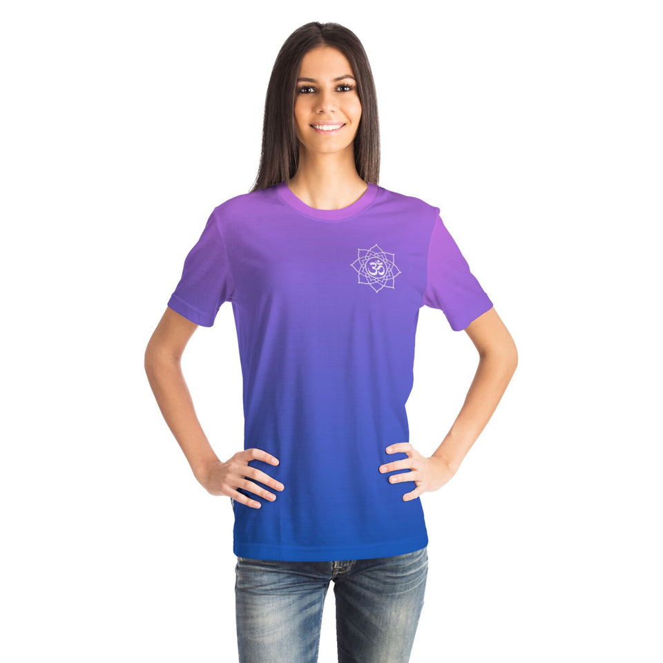 Om Lotus Gradient T-Shirt - Purple Blue Yoga Tee