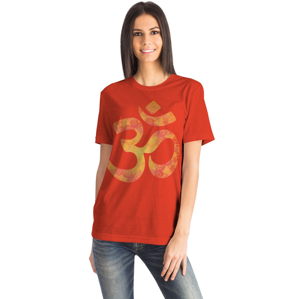 Golden Om Saffron T-Shirt - Sacred Aum Symbol Tee