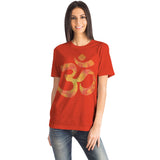 Golden Om Saffron T-Shirt - Sacred Aum Symbol Tee