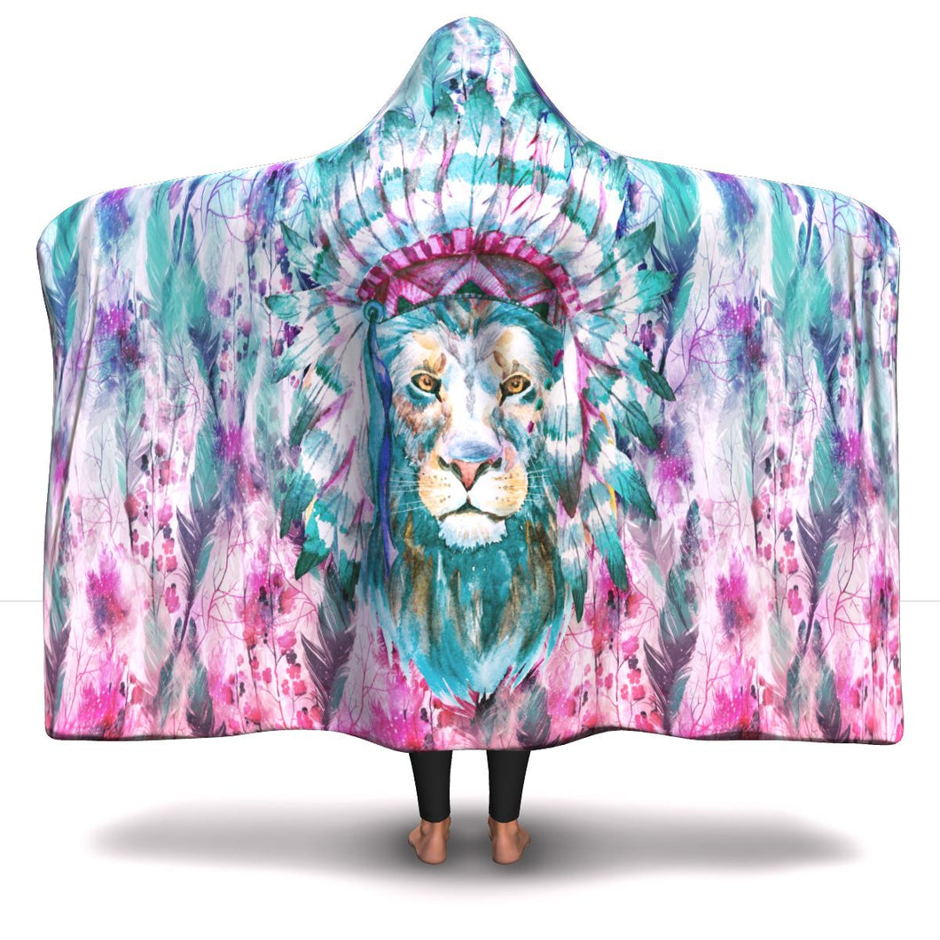 Hippie Lion Hooded Blanket