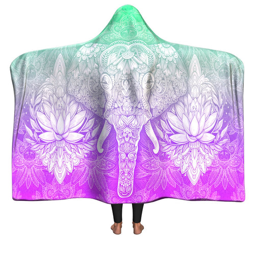 Elephant Mandala Hooded Blanket